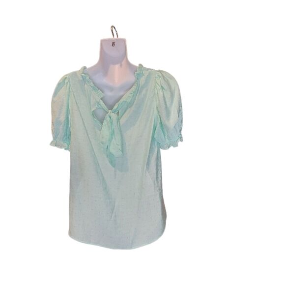 Perch by Blu Pepper Mint Green Short Ruffled Sleeve Top - NWT - Picture 7 of 8